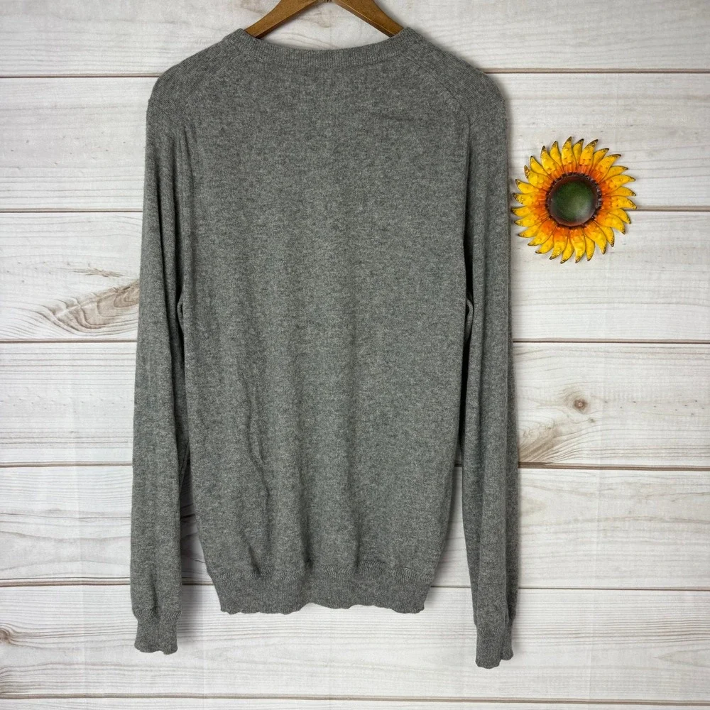 John W. Nordstrom Mens 100% Cashmere V-Neck Sweater Gray Size Large